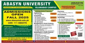 Admission notice for Abasyn University Islamabad